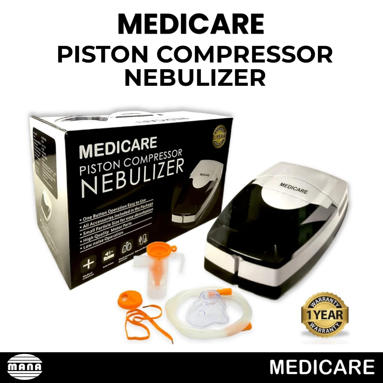 Medicare Piston Compressor Nebulizer – Powerful Home Nebulization Machine for Fast Relief - Instant Respiratory Relief for Asthma, Flu, Bronchitis & Allergy Patients