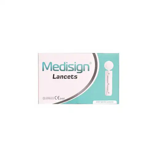 Medisign Sterile Lancets – 200 Disposable Lancets for Glucose Testing - Safe & Painless Finger Pricks for Accurate Sugar Testing
