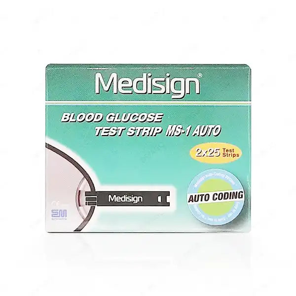 Medisign Auto Coding Blood Glucose Test Strips – 25x2=50 Strips for Medisign Glucometer